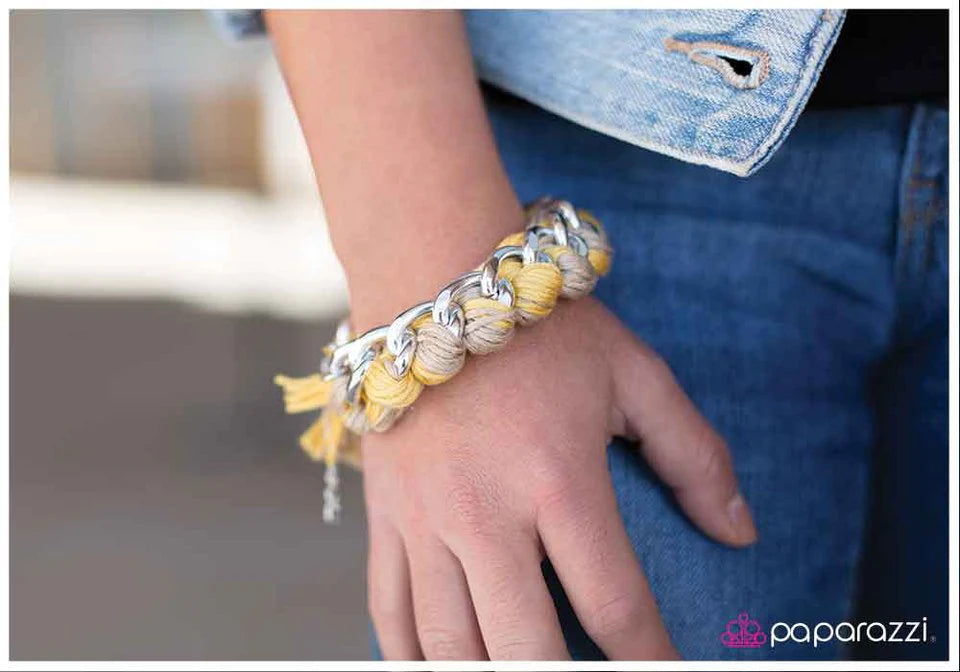 Paparazzi Bracelet ~ Hanging By A Thread - Yellow