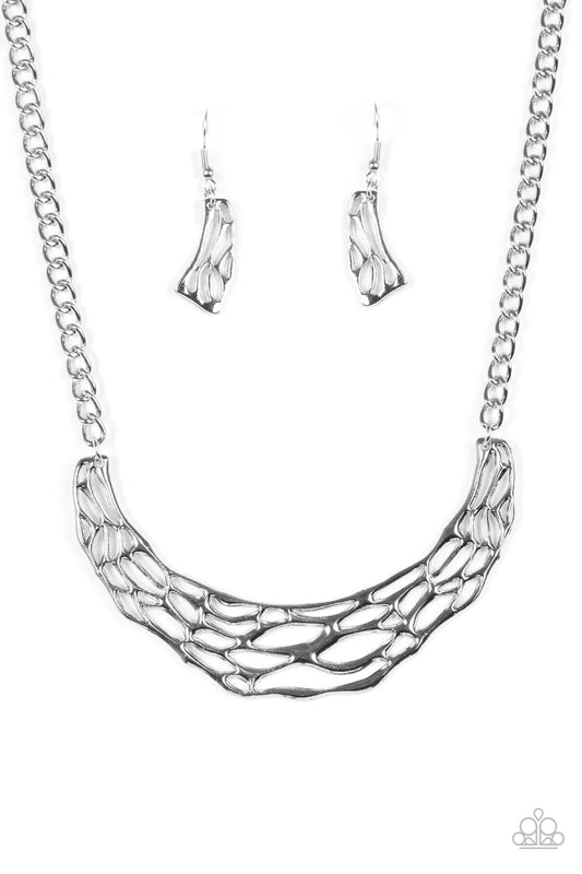 Paparazzi Necklace ~ Fashionably Fractured - Silver
