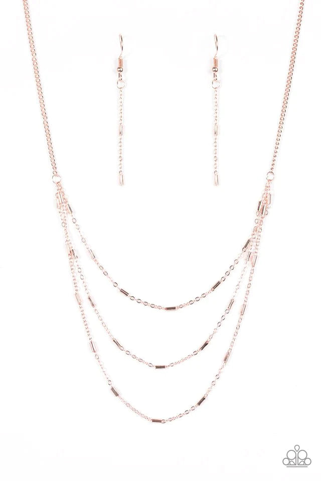 Paparazzi Necklace ~ Modestly Metro - Rose Gold