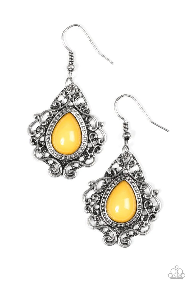 Paparazzi Earring ~ Grand Cayman Grandeur - Yellow