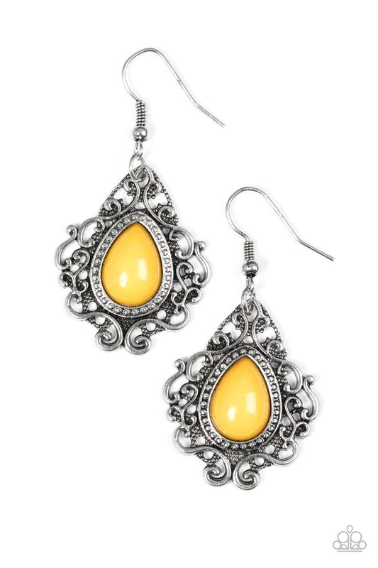 Paparazzi Earring ~ Grand Cayman Grandeur - Yellow