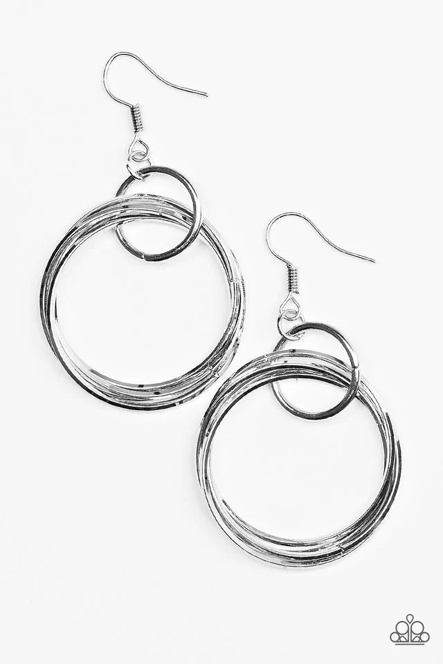 Paparazzi Earring ~ Dizzying Dynamics - Silver