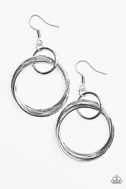 Paparazzi Earring ~ Dizzying Dynamics - Silver