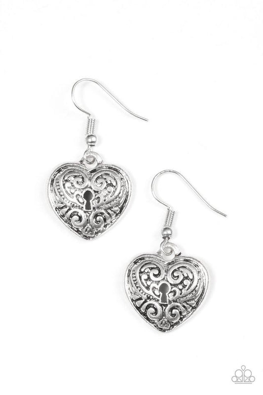 Paparazzi Earring ~ Throw Away The Key - Silver