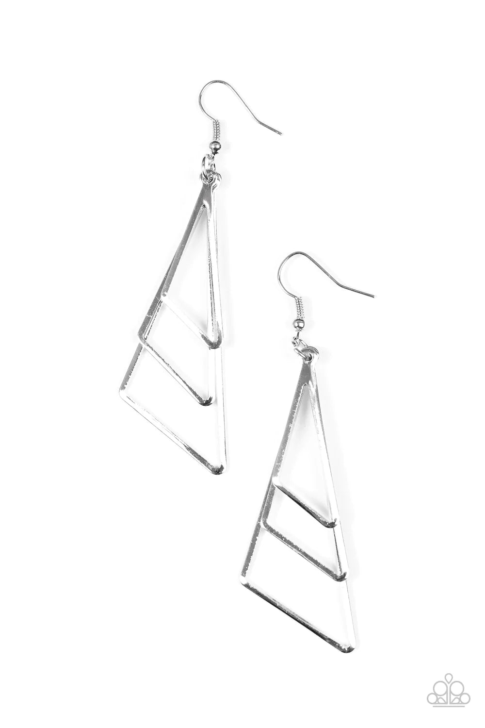 Paparazzi Earring ~ Geo Gorgeous - Silver