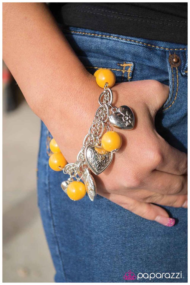 Paparazzi Bracelet ~ Heart of Hearts - Yellow