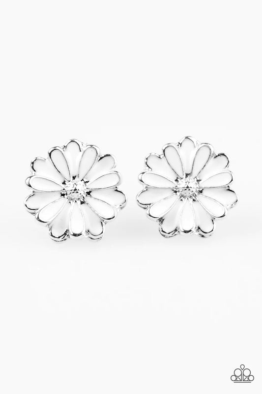 Paparazzi Earring ~ Magnificent Magnolia - White