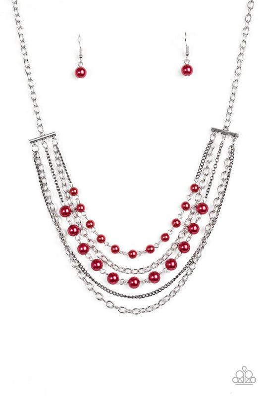 Paparazzi Necklace ~ Metro Modest - Red