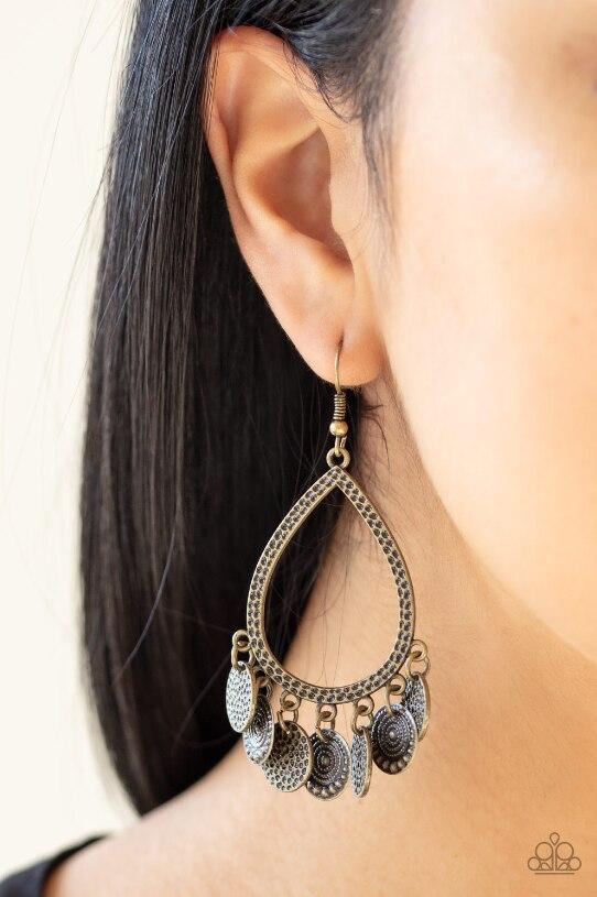 Paparazzi Earring ~ All In Good CHIME - Brass