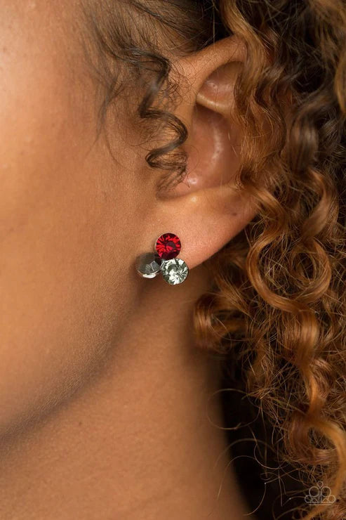 Paparazzi Earring ~ Everything Must GLOW!- Red Post