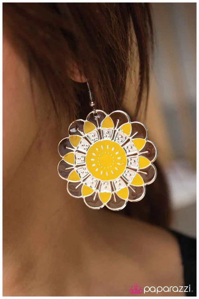 Paparazzi Earring ~ Rustically Radiating - Yellow