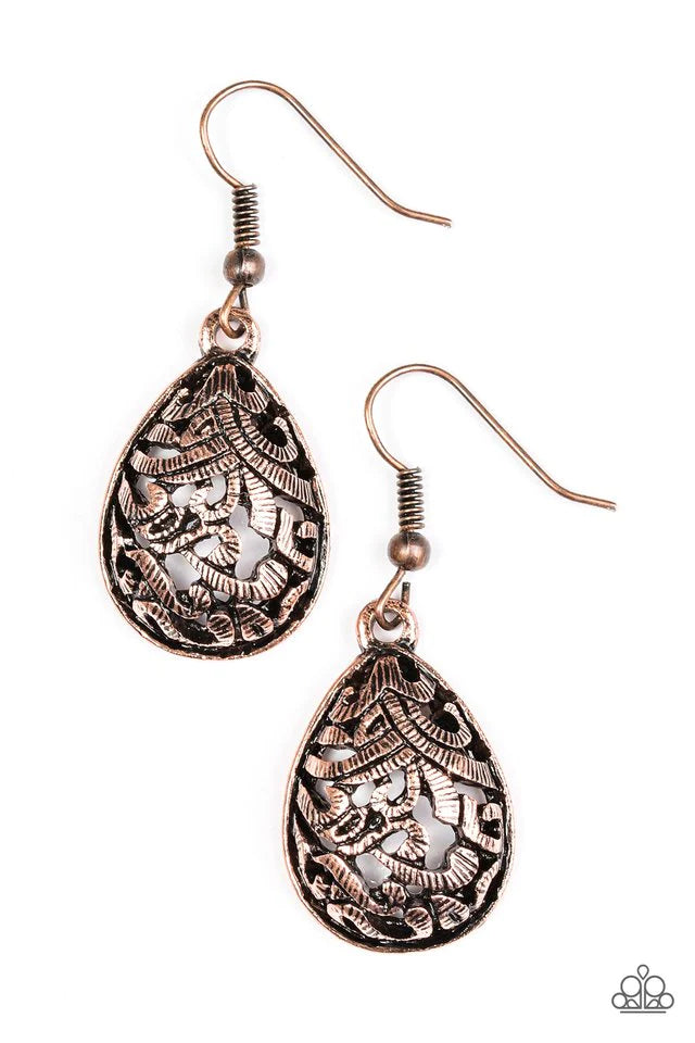 Paparazzi Earring ~ Jungle Vines - Copper