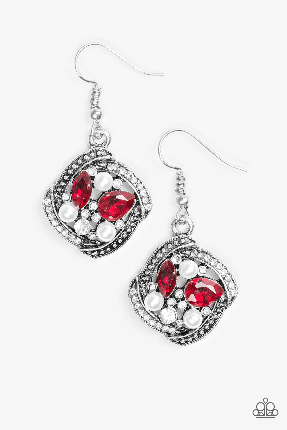 Paparazzi Earring ~ Prestigious Shimmer - Red