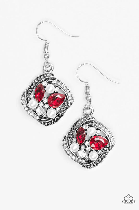 Paparazzi Earring ~ Prestigious Shimmer - Red