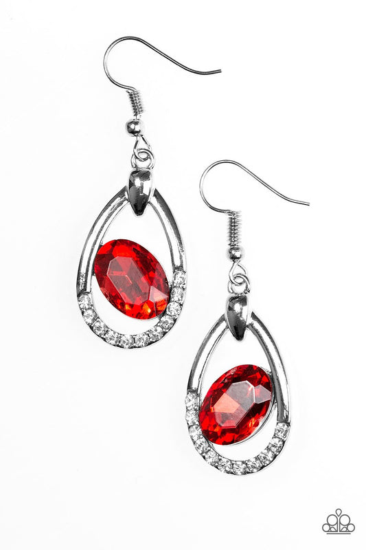 Paparazzi Earring ~ Uptown Crown - Red