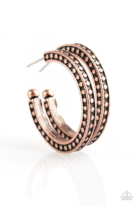Paparazzi Earring ~ Go Ahead and TRIBE - Copper