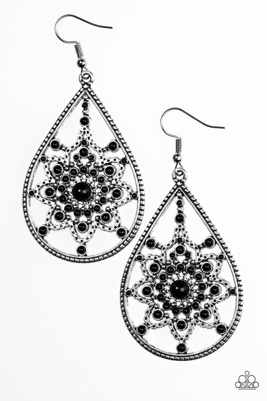 Paparazzi Earring ~ Daffodil Dreams - Black