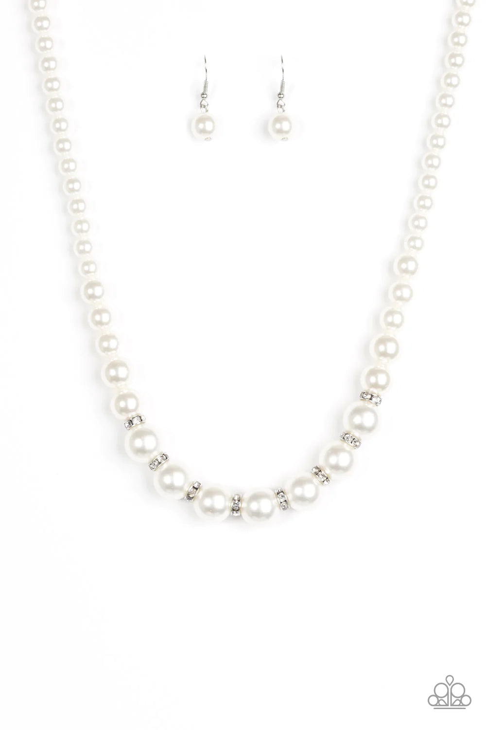 Paparazzi Necklace ~ Showtime Shimmer - White