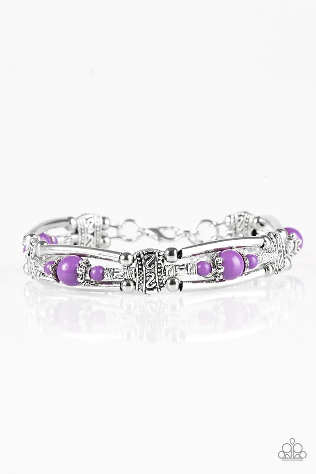 Paparazzi Bracelet ~ Happy Vibe, Happy Tribe - Purple