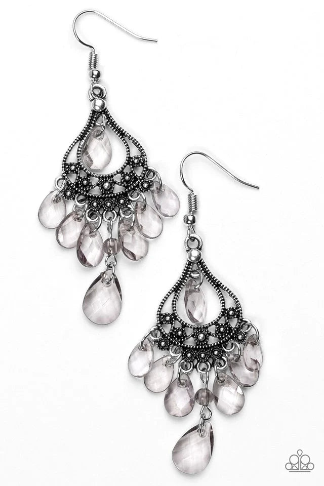 Paparazzi Earring ~ Glamour Genie - Silver