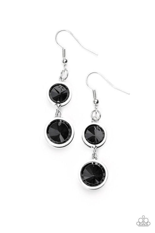 Paparazzi Earring ~ Glitter Glamorous - Black