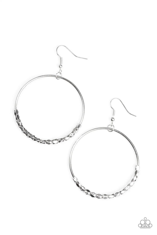 Paparazzi Earring ~ Double Edge - Silver