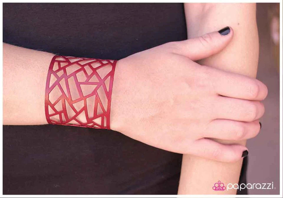 Paparazzi Bracelet ~ Fractured - Red