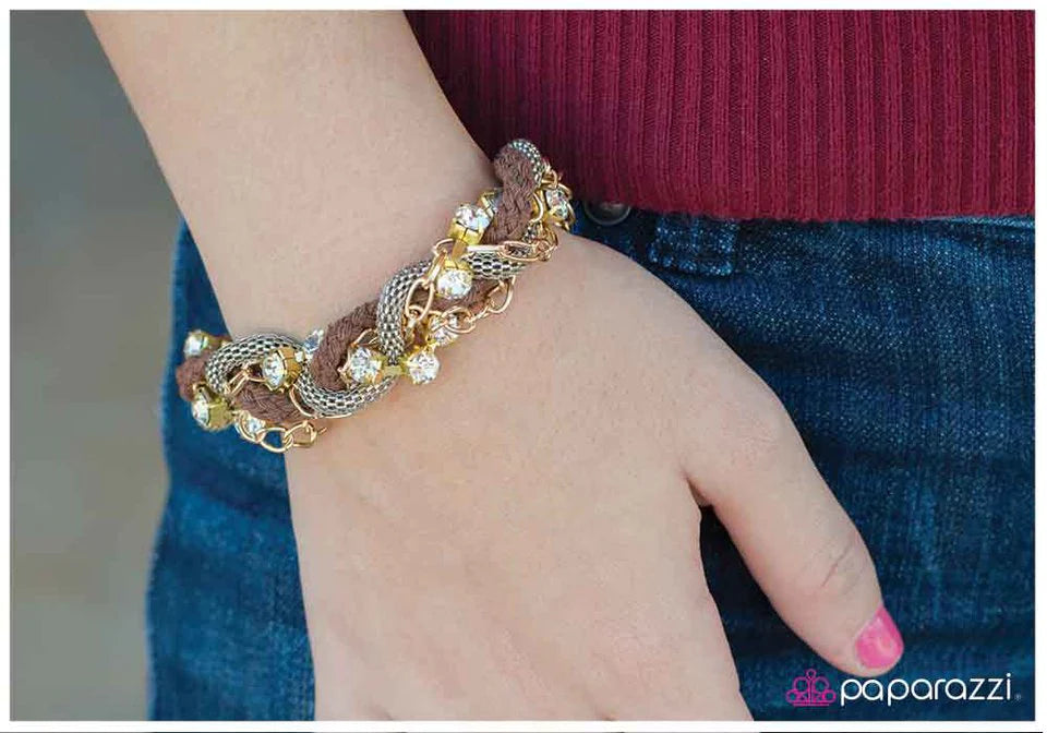 Paparazzi Bracelet ~ Twisted Treasure - Brown