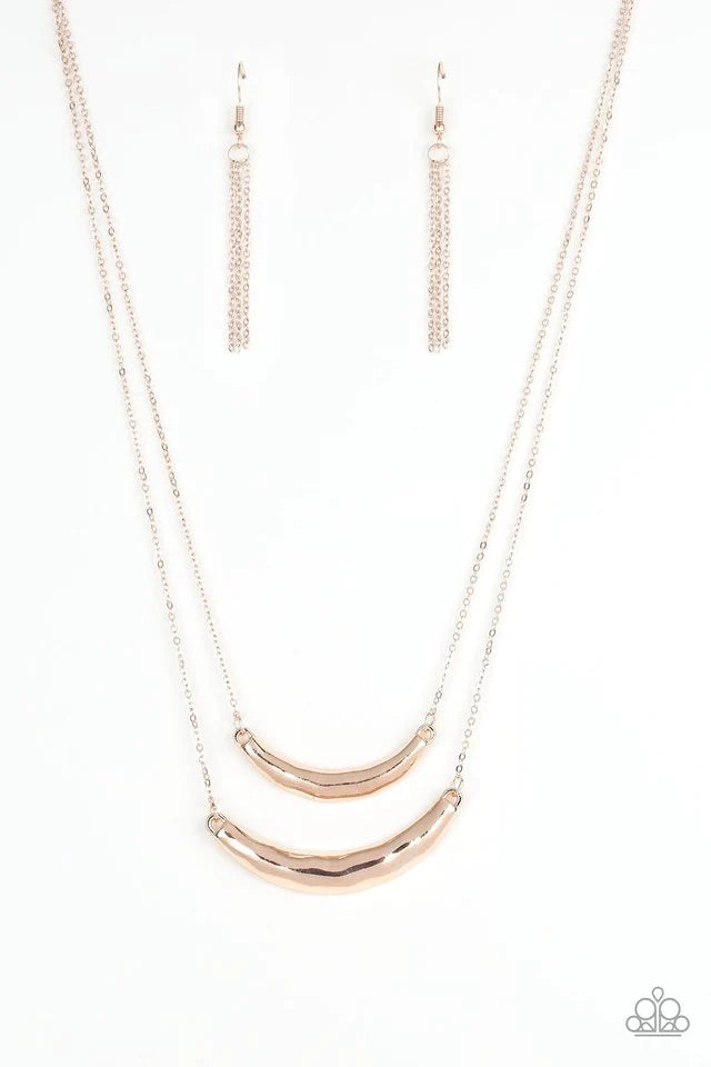 Paparazzi Necklace ~ Modern Moon Child - Rose Gold