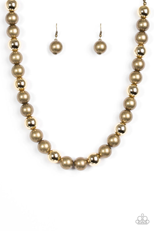 Paparazzi Necklace ~ Downtown Drama - Brass