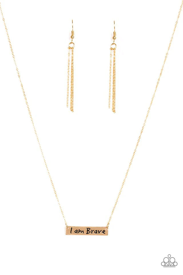 Paparazzi Necklace ~ I Am Brave - Gold