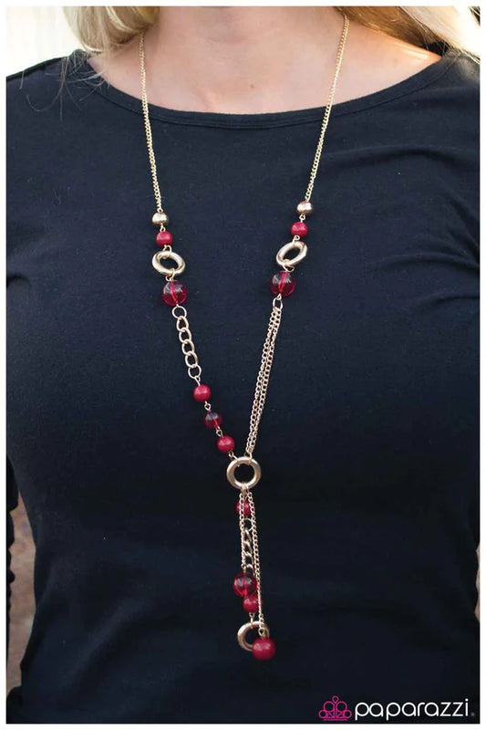 Paparazzi Necklace ~ So Long! - Red