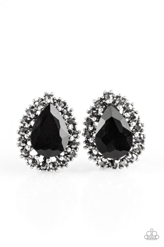 Paparazzi Earring ~ Quintessentially Queen - Black Post