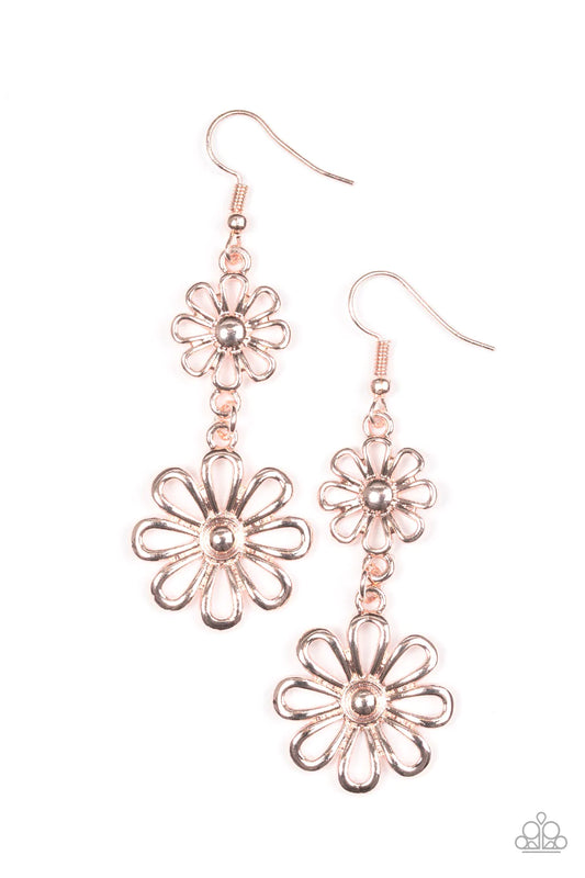 Paparazzi Earring ~ A Date With Daisies - Rose Gold
