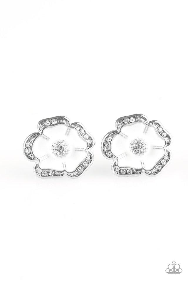 Paparazzi Earring ~ Hibiscus Springs - White