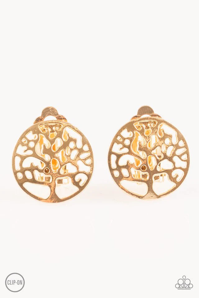 Paparazzi Earring ~ Royal TREE-tment - Gold