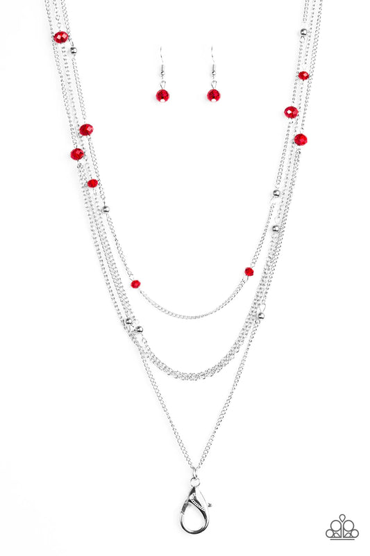 Paparazzi Necklace ~ On The Front SHINE - Red