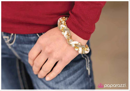 Paparazzi Bracelet ~ Twisted Treasure - White