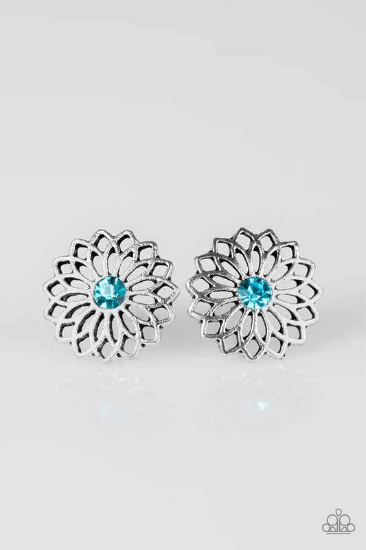 Paparazzi Earring ~ Floral Fleek - Blue