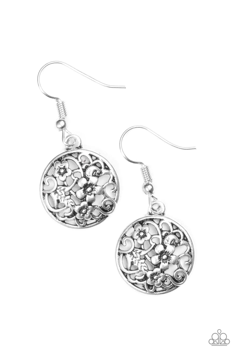 Paparazzi Earring ~ Flower Patch Perfection - Silver