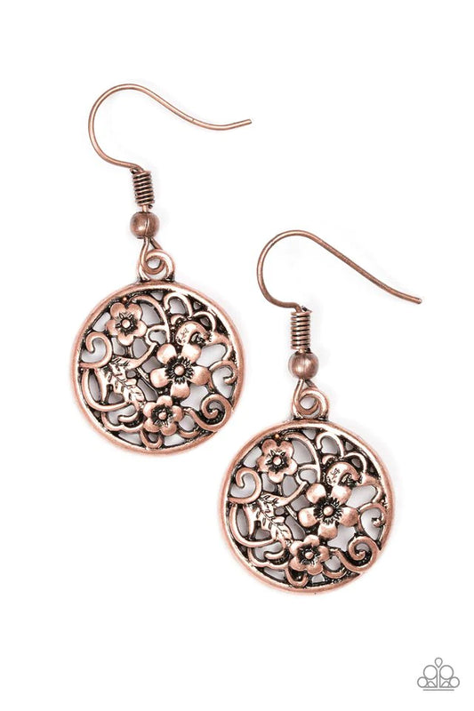 Paparazzi Earring ~ Flower Patch Perfection - Copper