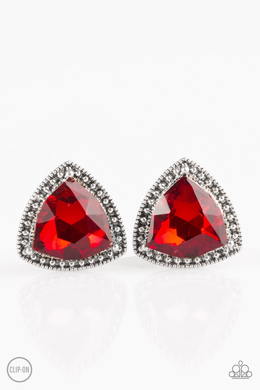 Paparazzi Earring ~ Daringly Duchess - Red Clip-On