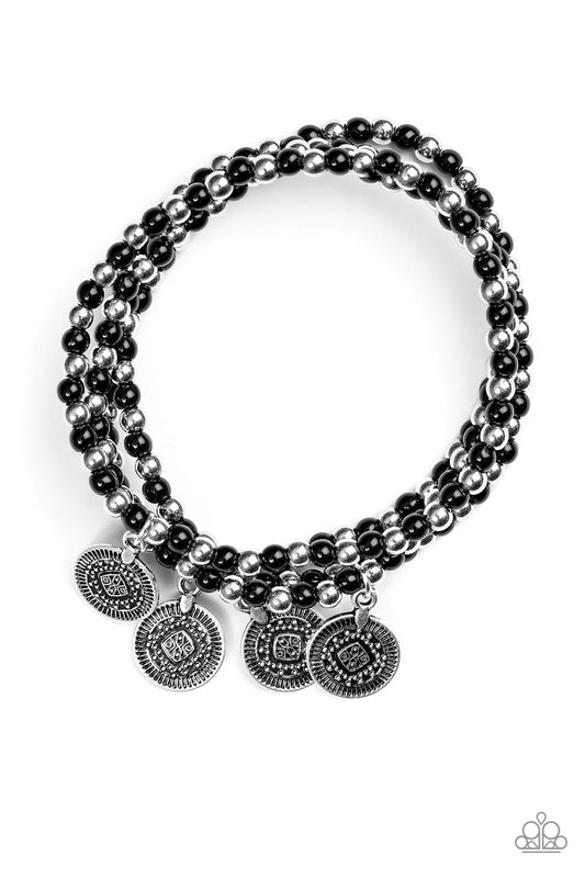 Pulsera Paparazzi ~ Gypsy Globetrotter - Negra