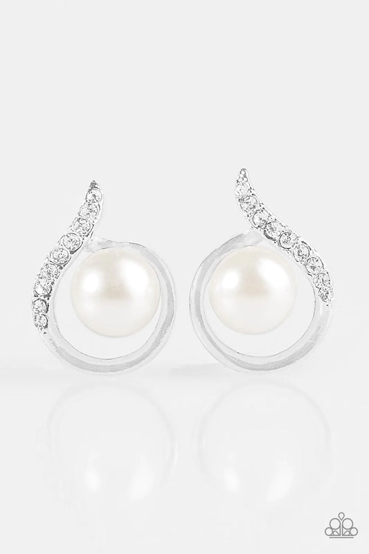 Paparazzi Earring ~ Ballroom Beauty - White