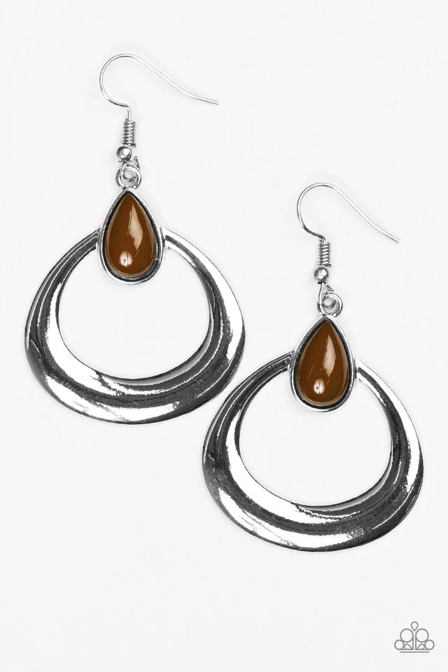 Paparazzi Earring ~ Open Lands - Brown