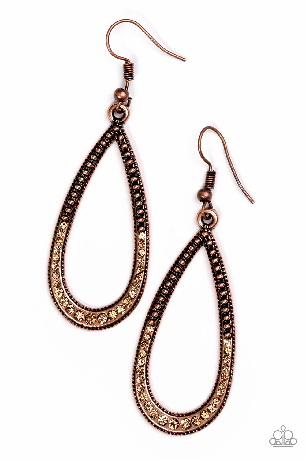 Paparazzi Earring ~ Dripping In Diamonds - Copper