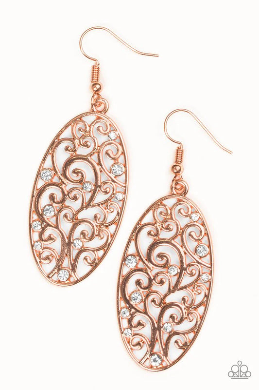 Paparazzi Earring ~ Glistening Gardens - Copper