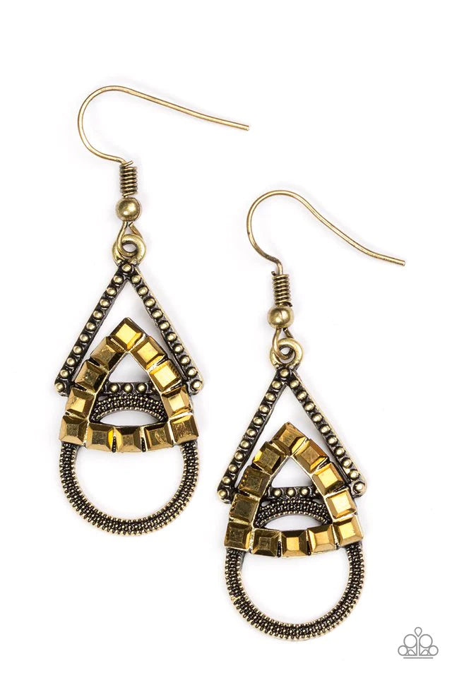 Paparazzi Earring ~ On The Edge Of Your Seat - Brass