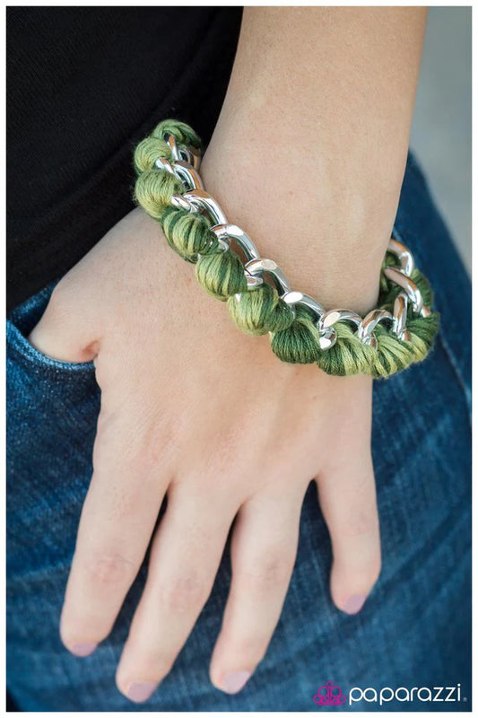 Paparazzi Bracelet ~ Hanging By A Thread - Green