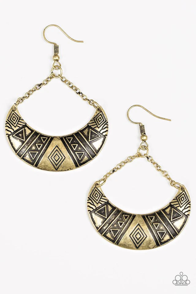 Paparazzi Earring ~ Texas Tango - Brass